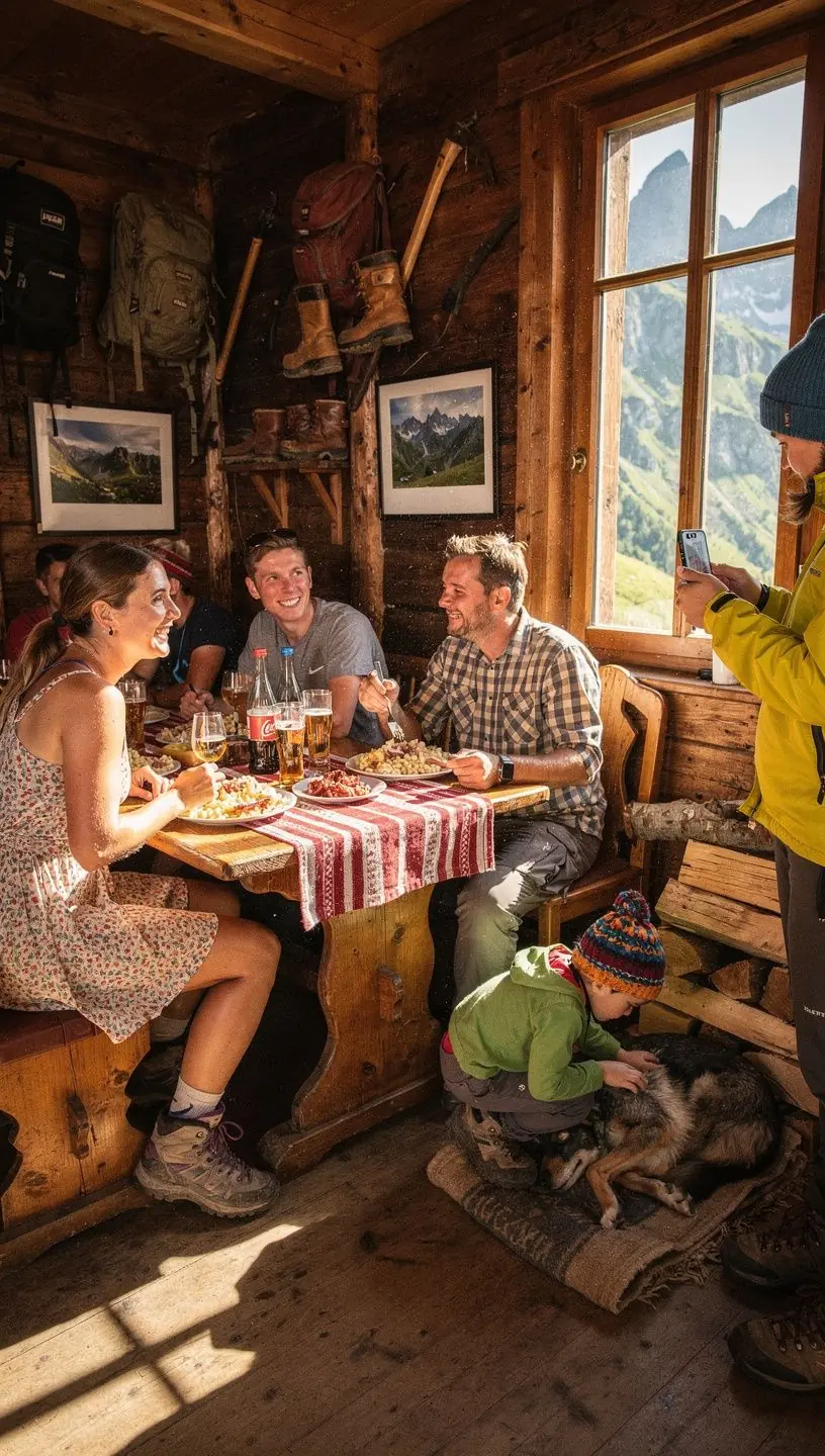 Skupina turistov prechádzajúcich lesnou cestou s batohmi, sprevádzaná sprievodcom.